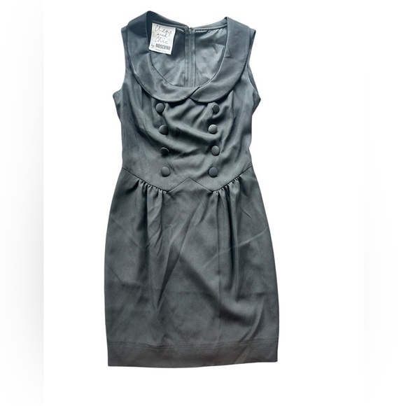 black tights with cream dress Moschino Cheap & Chic Grey and Black Bead Silk Tiered Dress